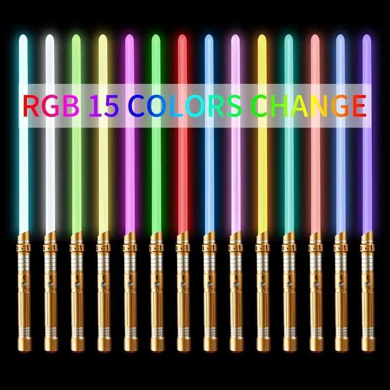 REikirc Upgraded Version Lightsaber 2 In 1 Light Saber 15-color Metal Laser Sword Rechargeable Toy Party Glow Swords W250210