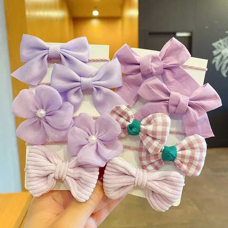 10Pcs/Set Big Bow Flower Elastic Hairbands Children Girls Sweet Hair Ties Fashion Headbands Hair Accessories Rubber Band For KidXJ241217