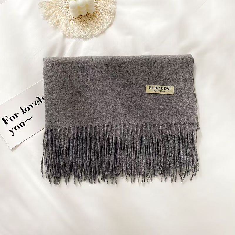 T009 scarf for women, winter warm and versatile, new thickened wool neck scarf, sweet Korean style