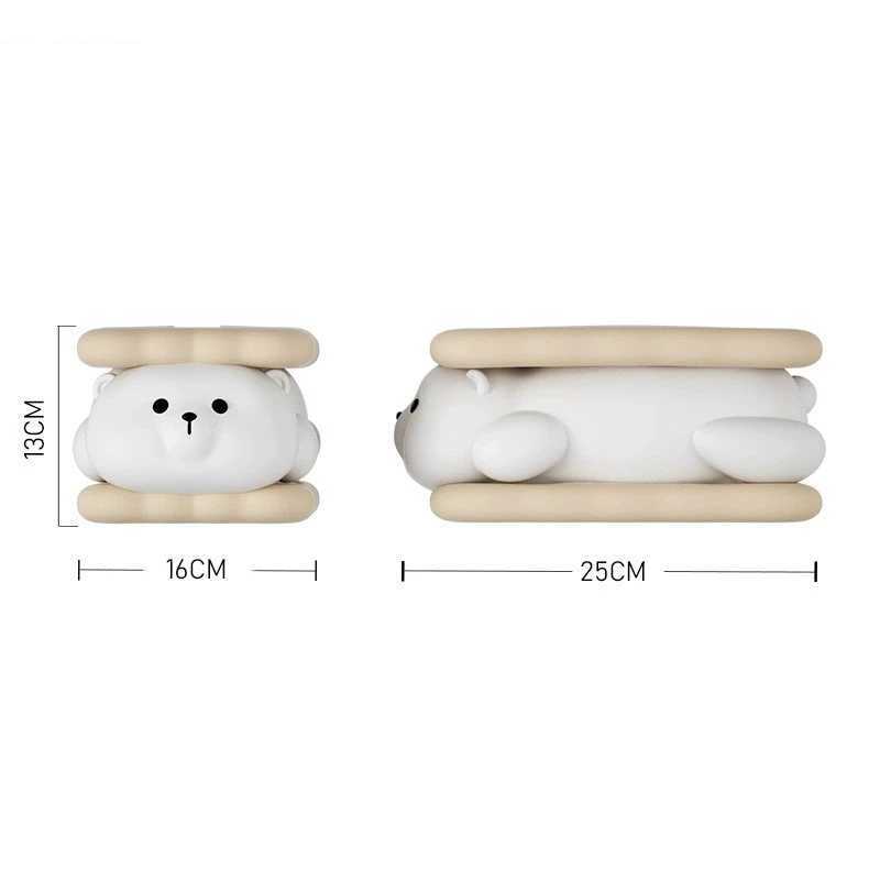 Biscuit Bear Tissue Box Nordic He Dining Table Ceramic Storage Decorative Art Shampoo Napkin Y241218
