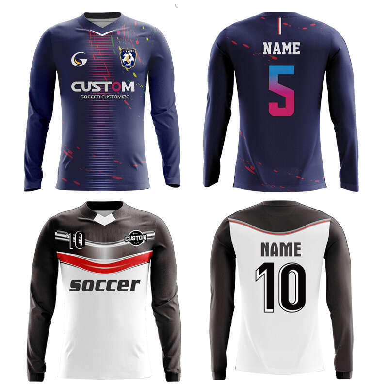 2025 Custom Sublimation Polyester Team Sports Football T-Shirt Youth Boys Girls College Soccer Jersey Long Sleeve Shirts With Pockets