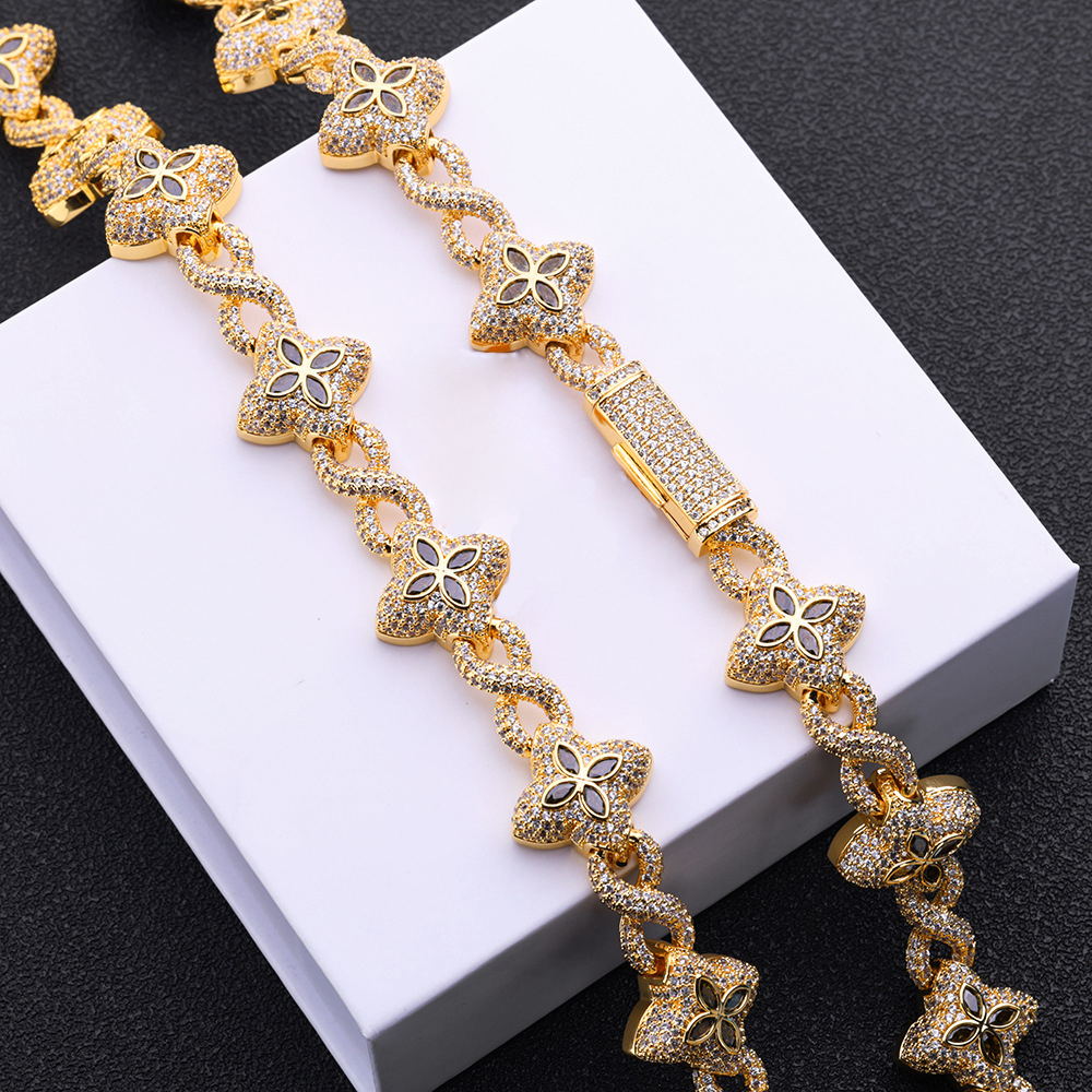 Custom Colorful Cross Flower Infinite Chain Necklace Bracelet Women Men Jewelry Set