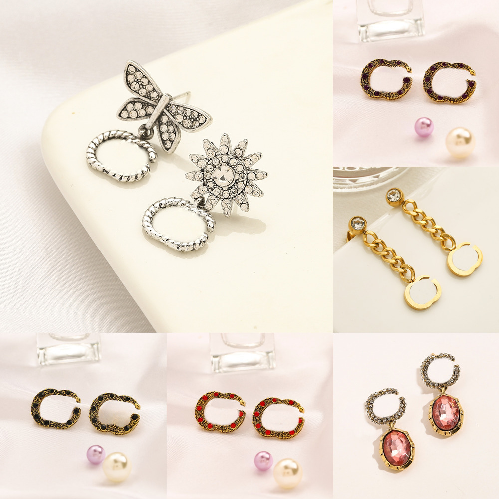 Designer Earrings Luxury Earrings 18K Gold Plated Luxury brand Crystal Rhinestone Womens Jewelry Earrings Exquisite Stud Wedding Gift Birthday Gift Wholesale