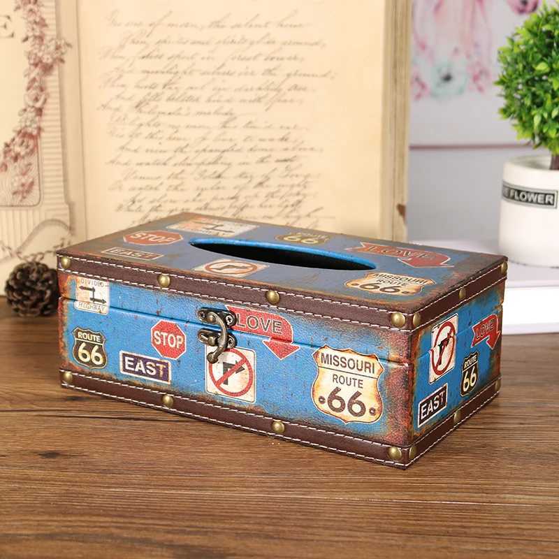 Nordic retro tissue box leather waterproof wooden tissue box creative desktop organizer handmade gift box Y241218