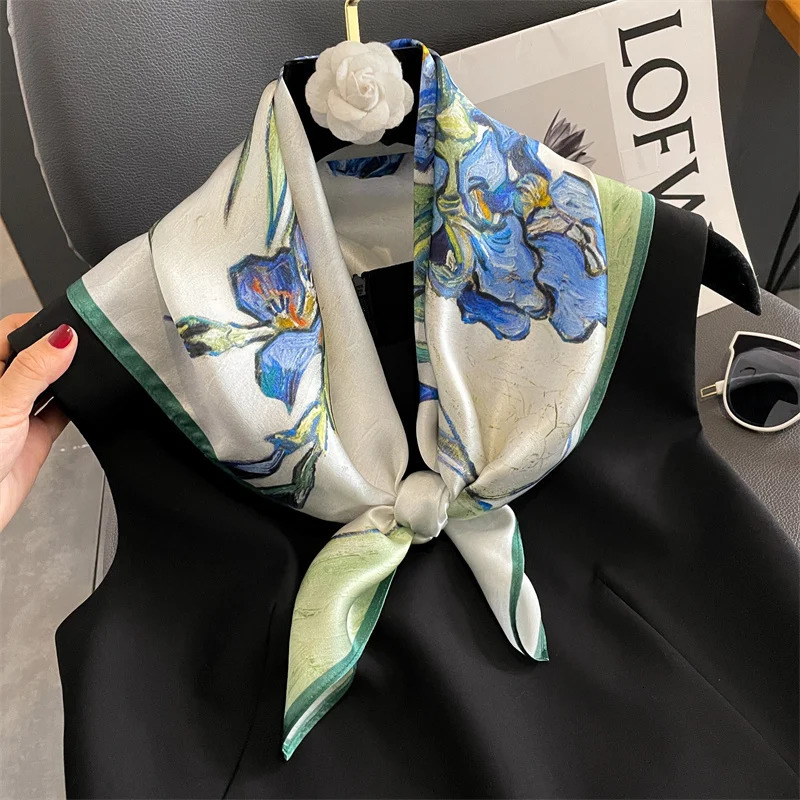 100% Real Silk Scarf Natural Shawl Wraps Women Ladies Fashion Scarves Foulard Bandana Square Headband Hijab 241218