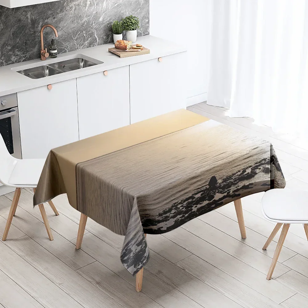 Sunset Tablecloth Natural World Landscape Stain Resistant Waterproof Rectangular Kitchen Table Home Decoration LVB16