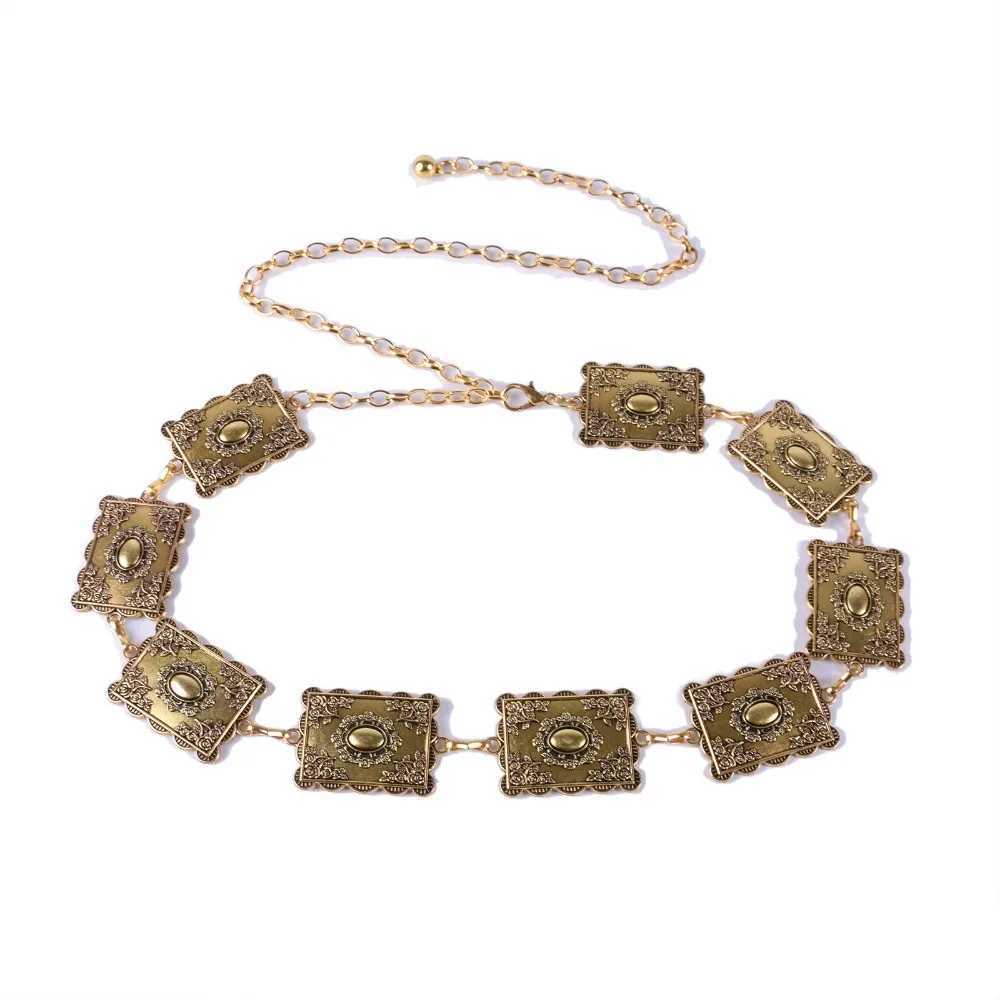 New womens belt with fashionable retro style metal border decoration waist chain accessories W241218