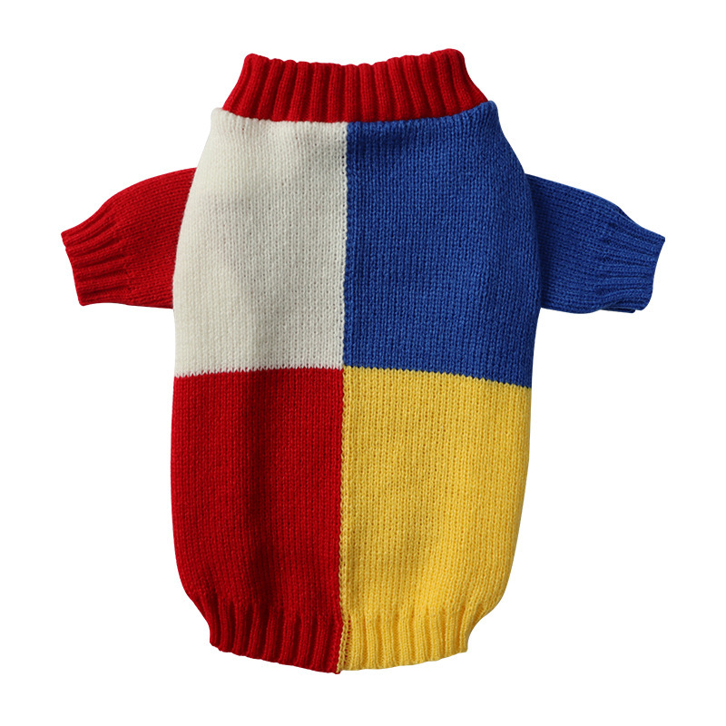 2024 Autumn/Winter New Knitted Knitted Color blocked Dog Sweater Casual Warm Hoodie Cute Pet Clothing