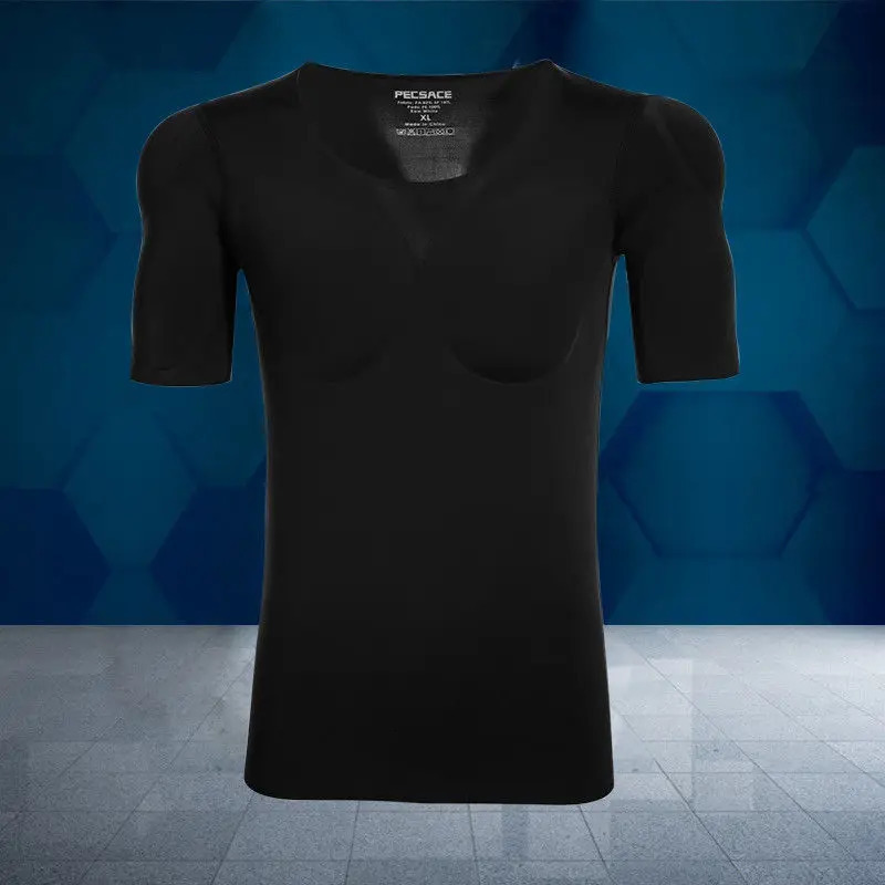 Men Body Shaper Muscle Enhancers ABS Invisible Pads Top Cosplay Chest Shirts Soft Protection Fitness Muscular Undershirt 241218