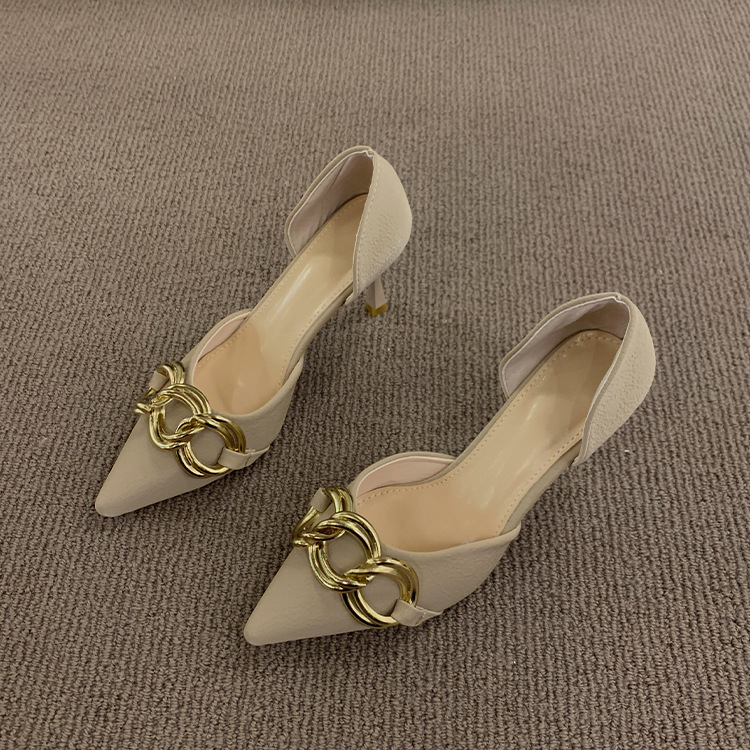 Free Shipping designer heels Dress Shoes sandals slippers Pointed Toes high heels Metal buckle slides womans sandal outdoor woman party office size 36