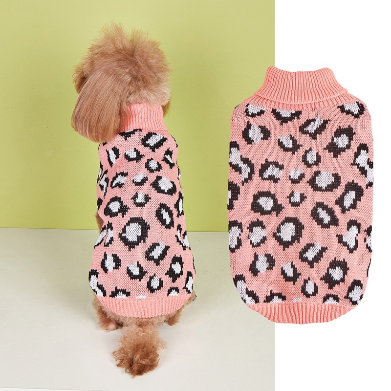 Pet sweater Gray khaki leopard dog clothes Teddy Method Fight autumn and winter warm