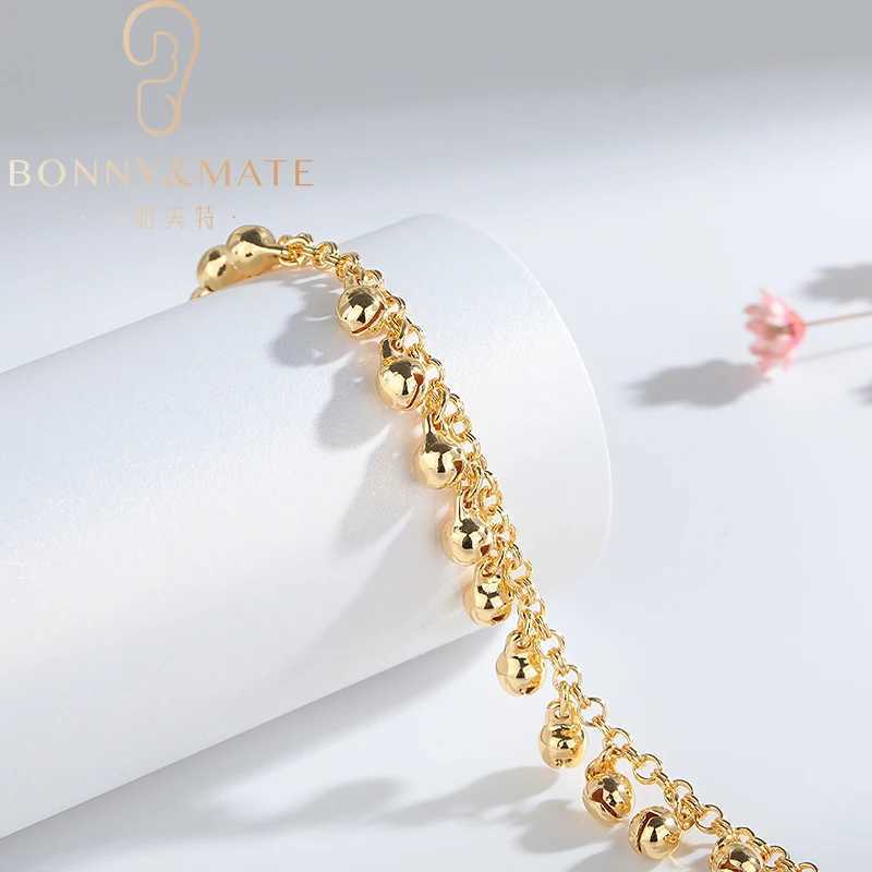 Temperament Luxury Fashion Jewelry 24k Gold Plated Anklet for Women Cute Bell Pendant Womens Anniversary Gift W241217