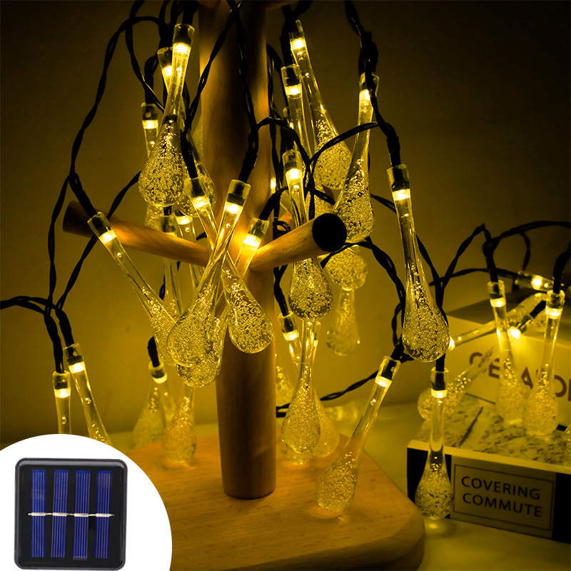 Cross-border LED Solar Water Drop String Lights for Outdoor Garden Decoration and Festival Setup