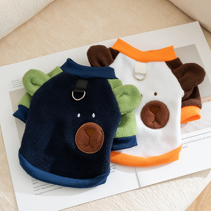 24 Autumn and winter new dog three-dimensional ears cartoon cashmere pet cat dog clothes warm pet clothing