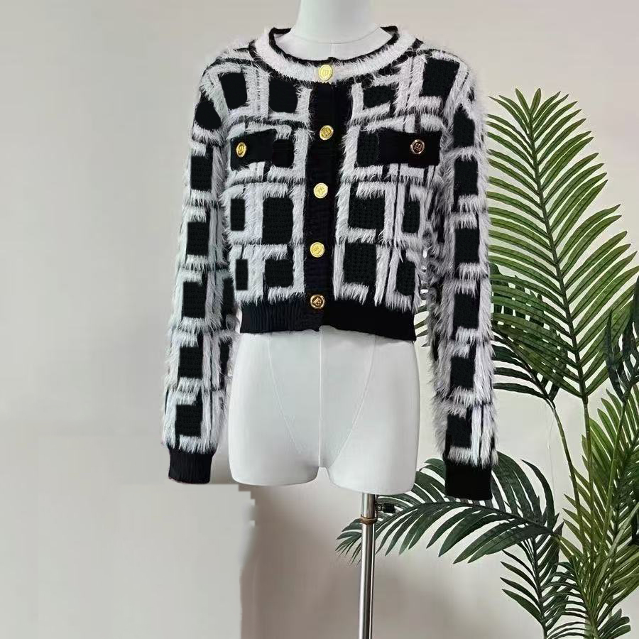 25ss Women's Sweater Designer Fashion Crew Neck Cardigan Winter Women's High Street Knitted Sweater Printed Knitwear Asian Sizes S-2XL