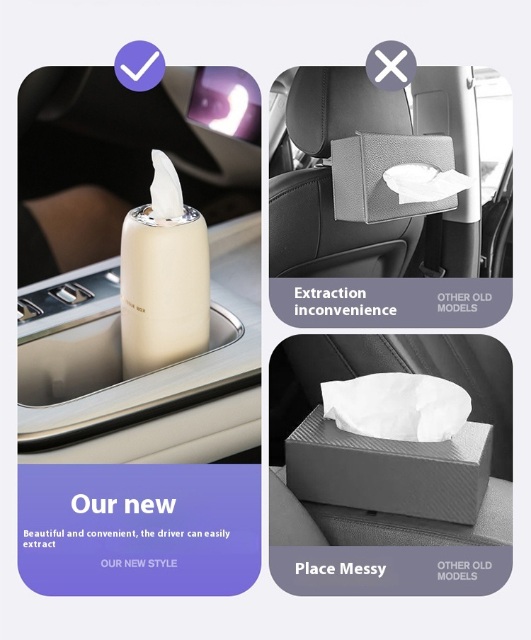 Car tissue box car armrest box creative paper drawer car use put drawer box car storage car interior premium feeling
