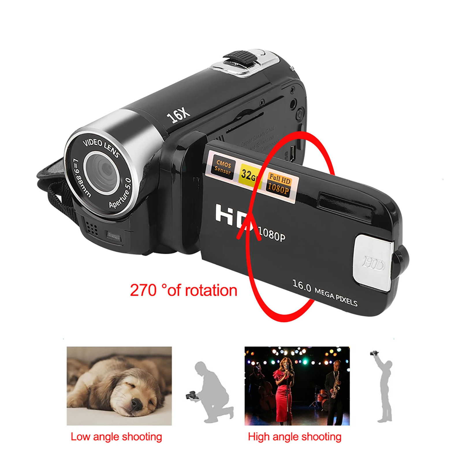 DH90 16X Digital Zoom 27 Inch Colourful Display Screen High Definition Camera Image Video Shooting Camcorder 110 240V 241113