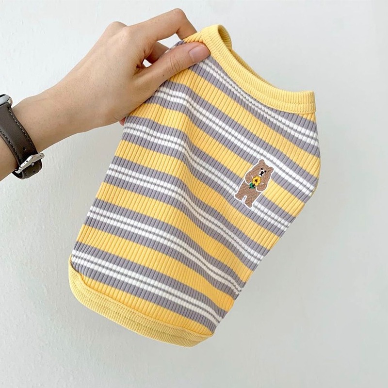 Summer season striped teddy bear vest, teddy bear universal dog clothing, small and medium-sized dog pet cat clothing