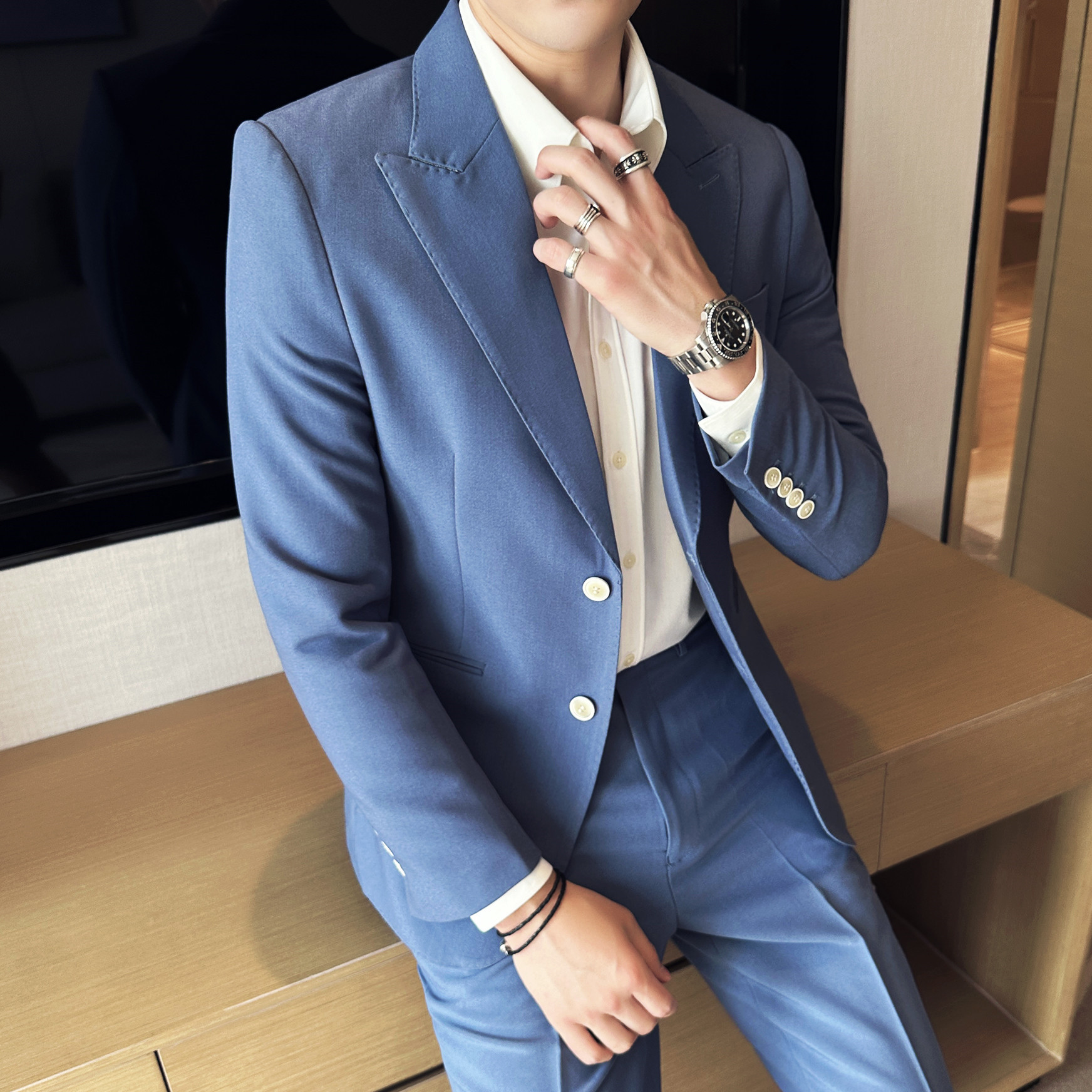 S1219Trendy Korean style men's suits for groomsmen for wedding, high-end suits for autumn business casual men