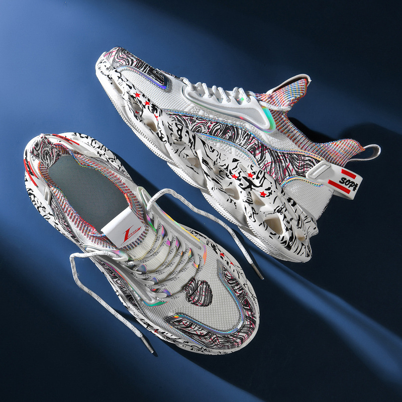 2025 Running Shoes Graffiti Print Fashion Sneaker Thick Sole Breathable Jogging Gym Sports Shoes