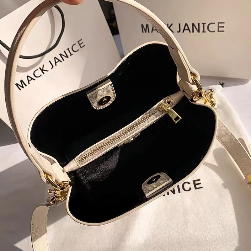 Women's Handbag Designer High-quality Textured Leather Bag Embroidered Round Bucket Shoulder Bag Crossbody Bag Women's Wallet Women's C