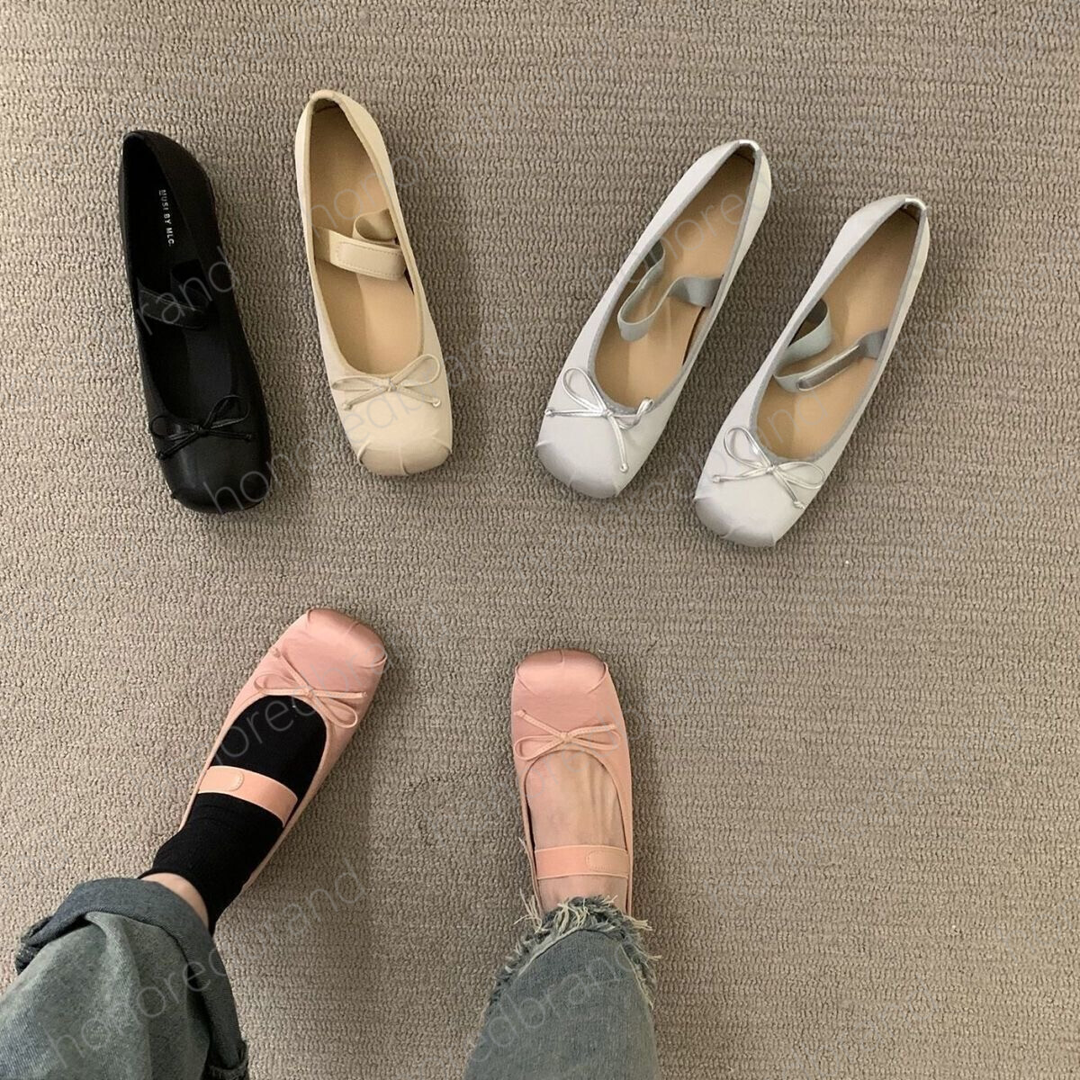 LUXURY Paris Ballet Fashion Designer Professional Dance Shoes Satin ballerinas Bowknot Shallow Mouth Single Shoe flat sandals for women ff