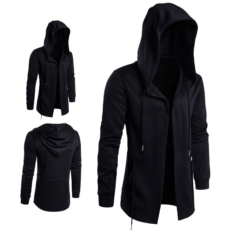 M12194 Men's windbreaker men's mid-length hooded jacket for teenagers