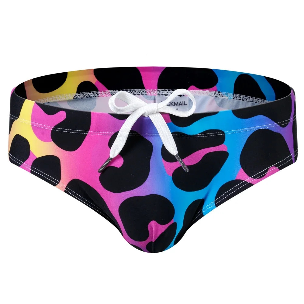 Sexy Mans Swimming Pushup Pad Swim Trunks Low Waist Men Briefs Swimwear Boxers Patchwork Color Sell Summer 241219