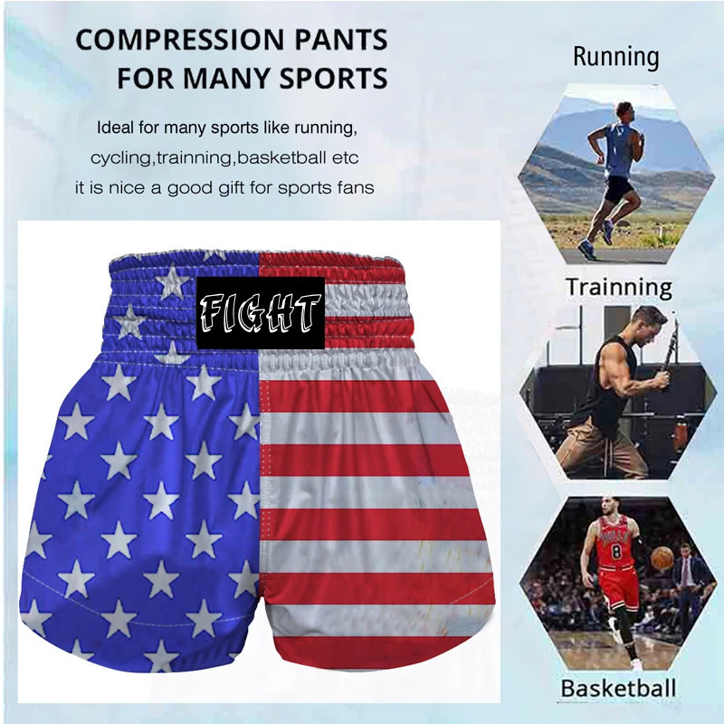 Custom boxing Muay Thai Shorts for men and women American Flag Sports shorts MMA Combat BJJ Gym Martial Arts training short 241218