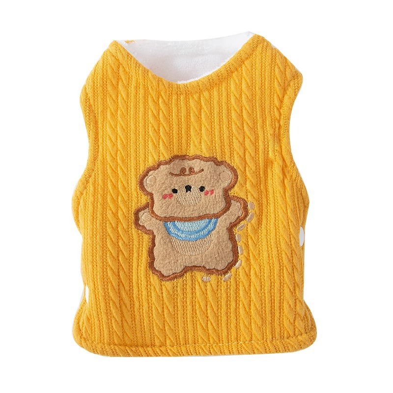 Autumn and winter dog thick warm vest, cat two legged teddy bear knitted double-layer vest, pet teddy dog clothes HS36
