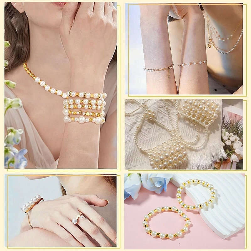 LALAVARA Golden Spacer Bracelets Assorted DIY Pearl Acrylic Alphabet CCB Beads Kit For Jewelry Making Supplies