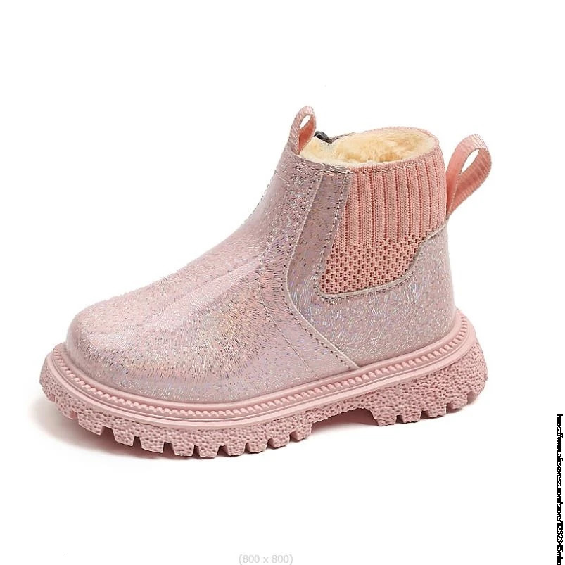 Winter Kids Boys Girls Fashion Boots British Style Velvet Warmth Non-Slip Short Boots Anti-slip Children Leather Shoes Toddler 241219