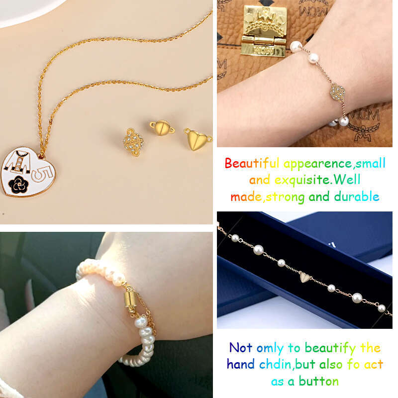 LALAVARA 5Sets/Lot Copper Magnetic Clasps Gold Sier Plated Beads Charms End Connectors for Necklace Bracelet DIY Jewelry Accessories