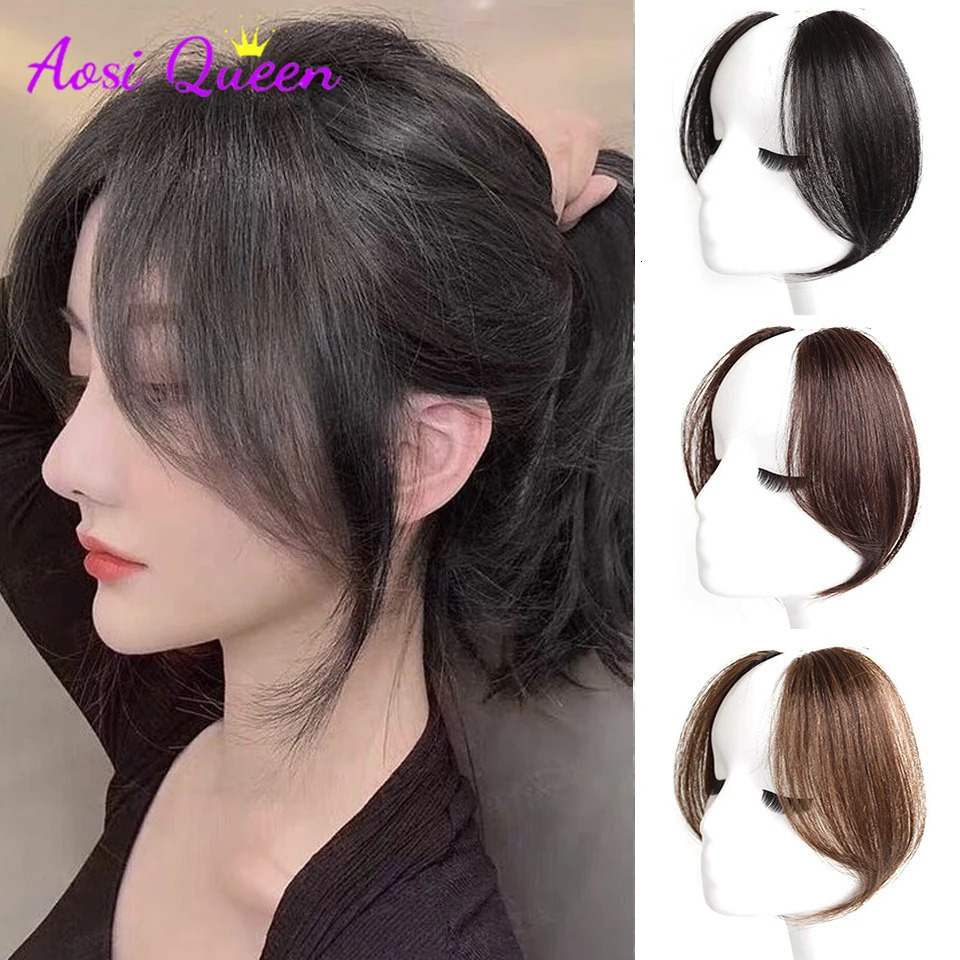 AS Long Bangs Two Side Fringe Black Brown Natural Hair Extension Front Hair Piece Clip In Extensions Overhead Bang False Hair 241219