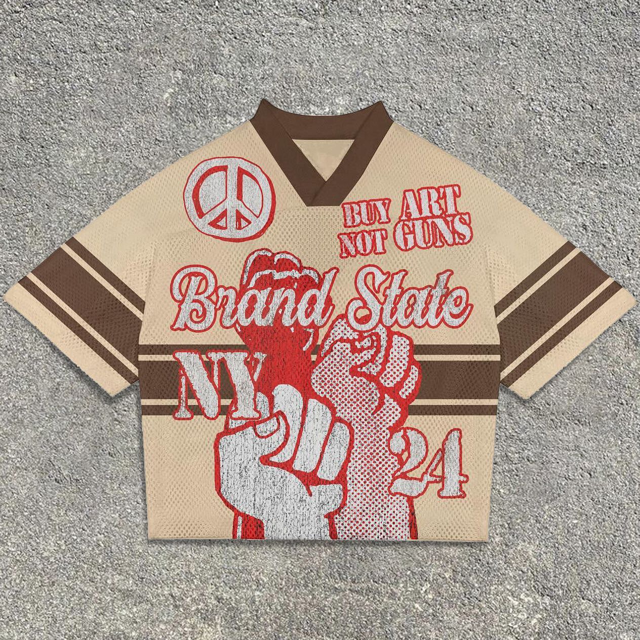 Fashion Contrasting Colors Mesh Surface Loose T-shirts Summer Splicing Printed Quick Drying Basketball Jersey Y2K Short-sleeves