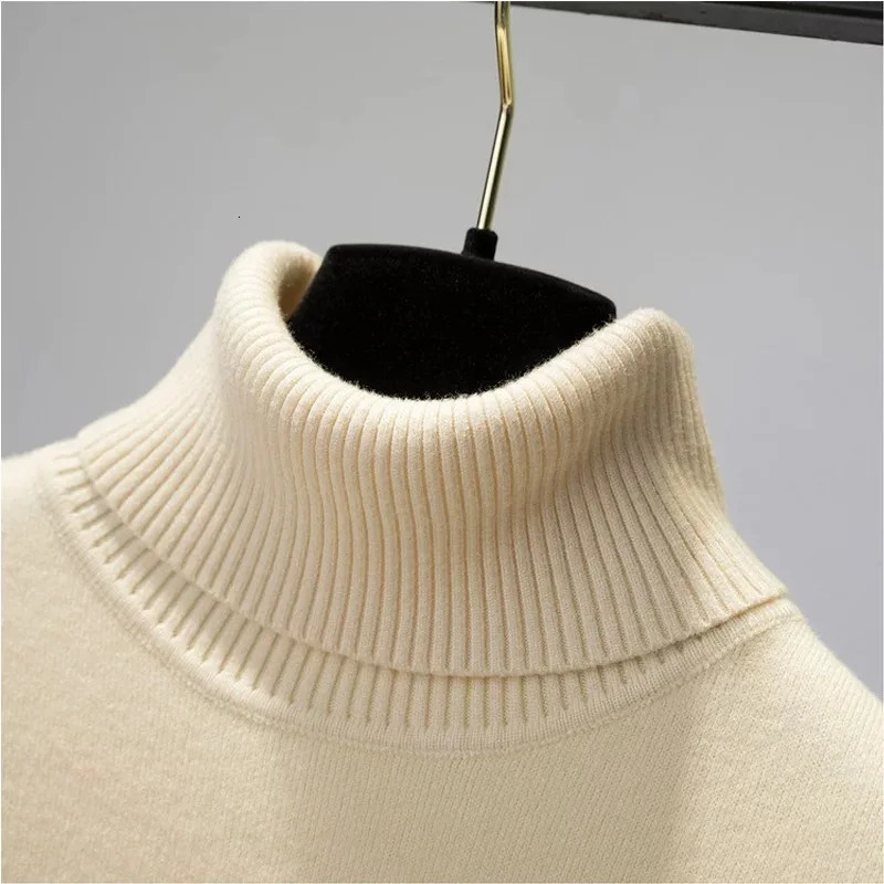 Turtleneck Winter Sweater Womens Elegant Thick Velvet Lining Warm Suede Knitted Lanhua Ultra Thin Top y241211