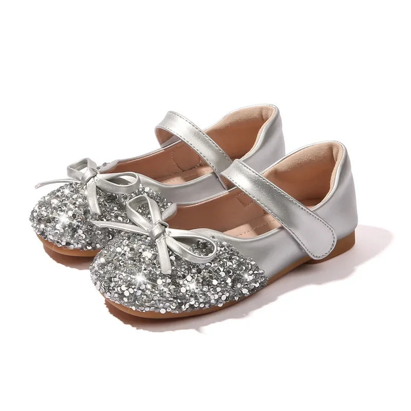 Girl Shoe Fashion Crystal Princess Shoe Versatile Sweet Kid Shoes Exquisite Elegant Flat Shoe Soft Sole Comfort Single Shoes 241219
