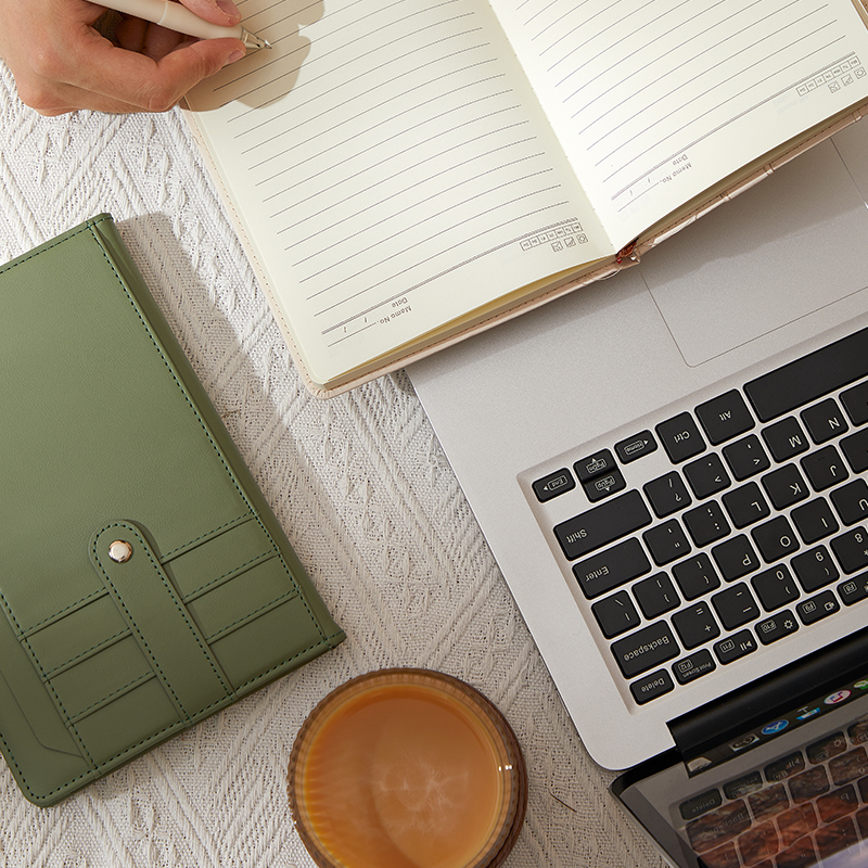 Portable Hardcover Leather Work Journal - Simple Coursework Book with Horizontal Lines for Students & Professionals