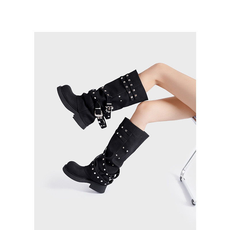 2025 new Style Platform British New Autumn Retro Wild Thick-soled Increased Motorcycle Boots Women Shoes fc7c