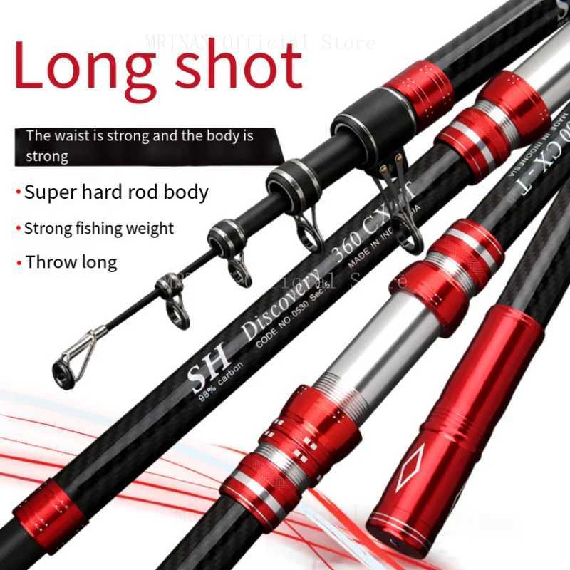 Telescopic Fishing Rod 2.7/3.0/3.6/4.2/4.5m Travel Surf Rod Spinning Power 5-300g Throwing Surfcasting Carbon Baitcasting rodXJ241219