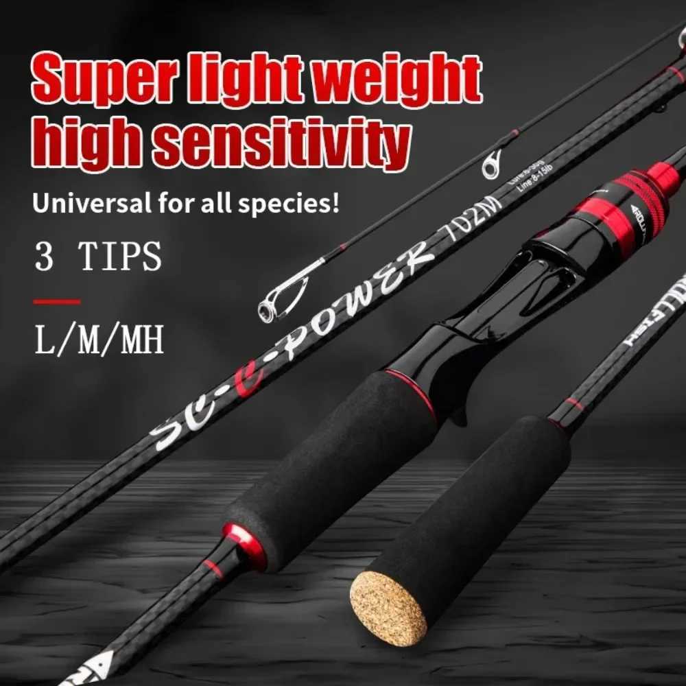 Ourbest Lure Fishing Rod 1.68/1.8/2.1/2.4M 30T Carbon Casting Spinning Rod 1/2/3 TIPS Bait 6-30g L/M/MH Power Baitcasting POLEXJ241219