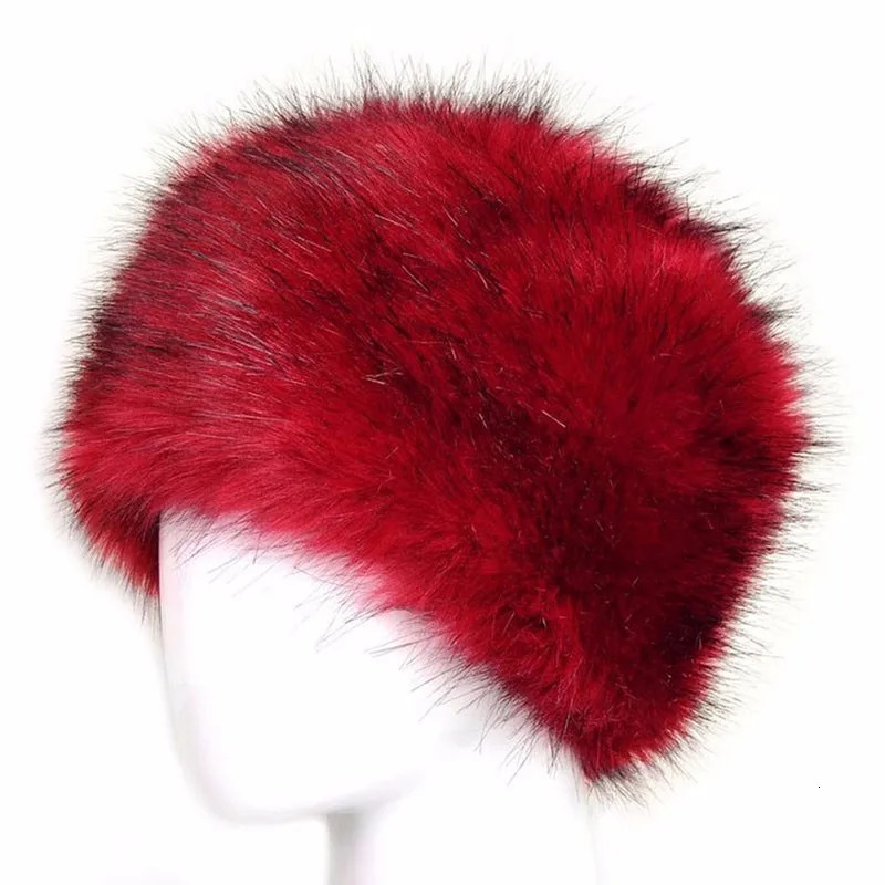 Winter Thick Furry Hairband Fluffy Russian Faux Fur Women Fur Headband Hat Winter Outdoor Earwarmer Ski Hats For Spring 241218