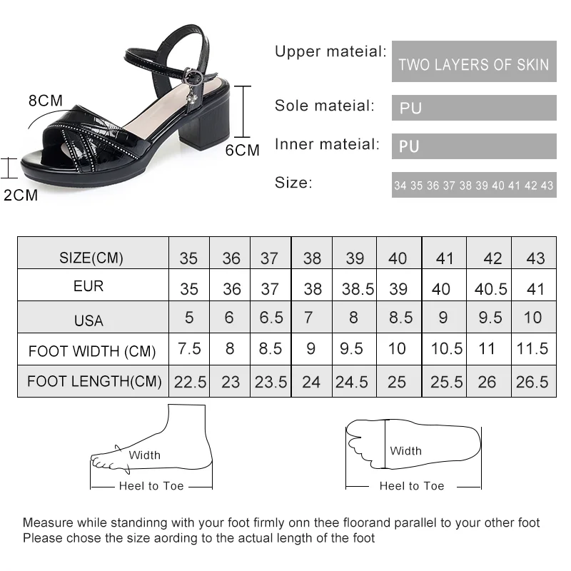 AIYUQI Women Summer Sandals Genuine Leather High-heel Sandals Women Large Size Fashion Sandals For Women