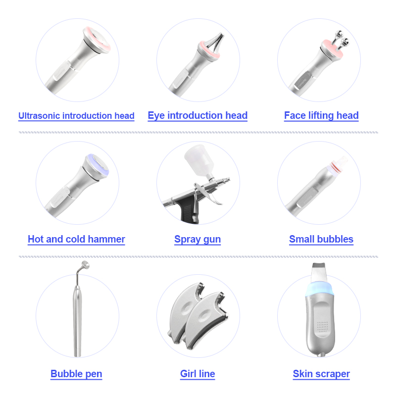 Face Machine For beauty Use 10 in 1 Face Dermabrasion Bubble Exfoliating Dirt Skin Cleaning Blackhead Suction Acne Treatment Beauty Instrument