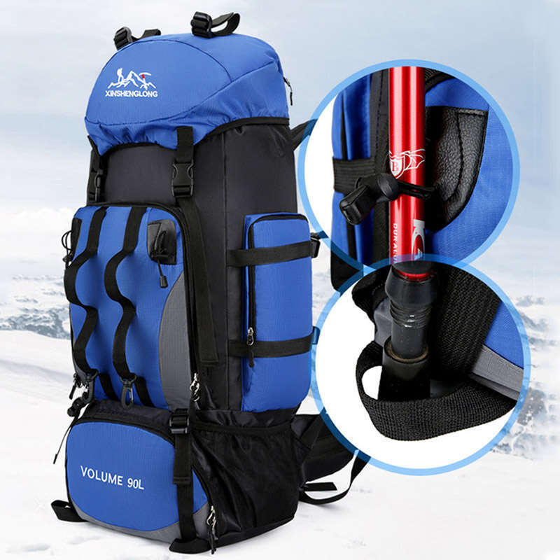 90L Waterproof Hiking Backpack Trekking Bag Rucksack Large Capacity Travel Outdoor Sports Bags Camping Equipment Men