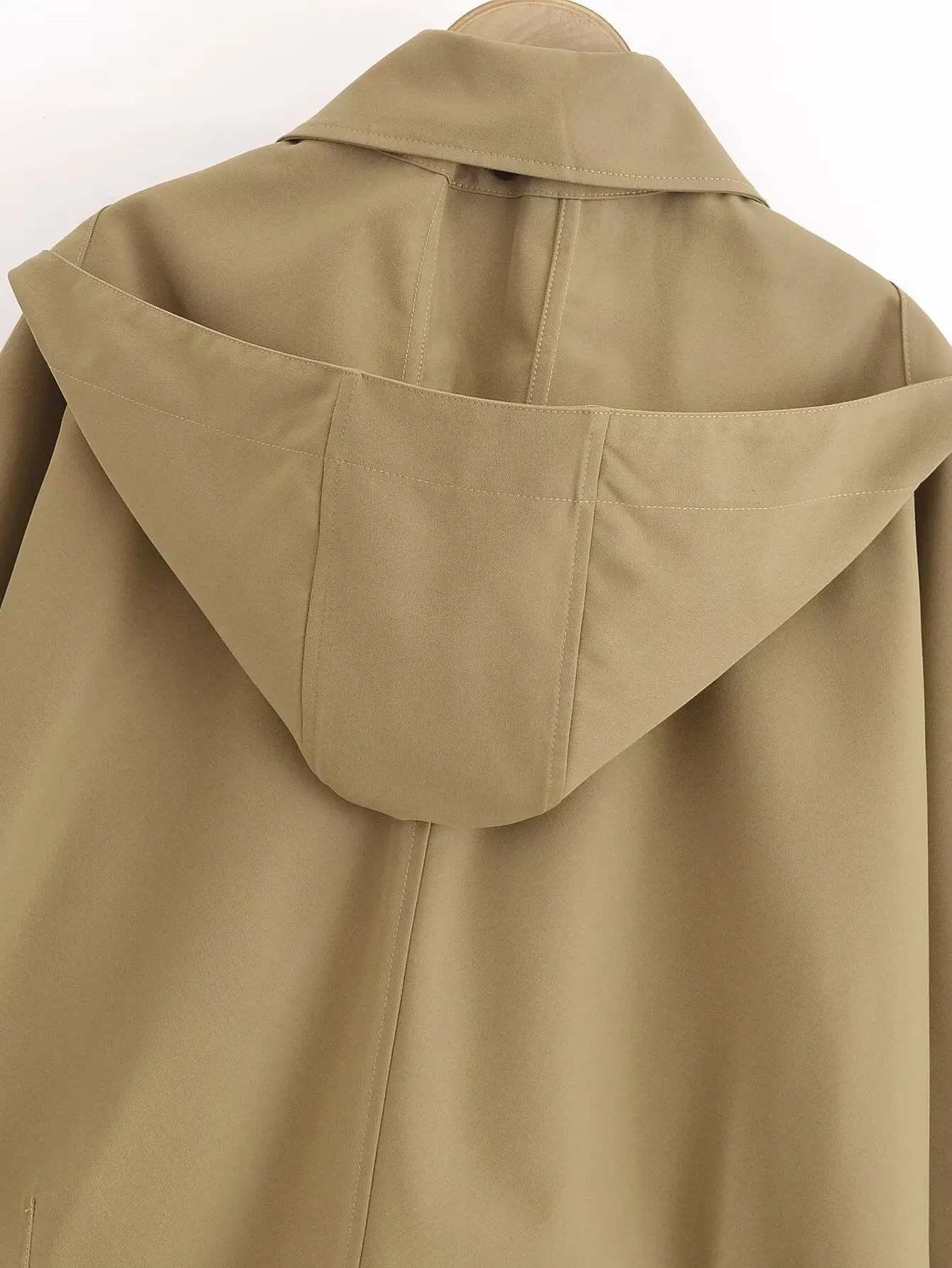 TRAF Women Autumn and Winter Fashion Lazy Style Short Hooded Coat Casual Zipper Long Sleeve Jacket Outerwear Mujer 241218