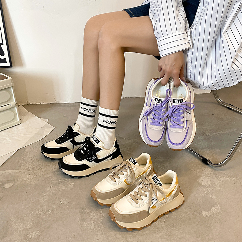 Spring and summer hot new shoes women sports running 2025 Korean version of the niche Instagram patchwork color casual single shoe wholesale