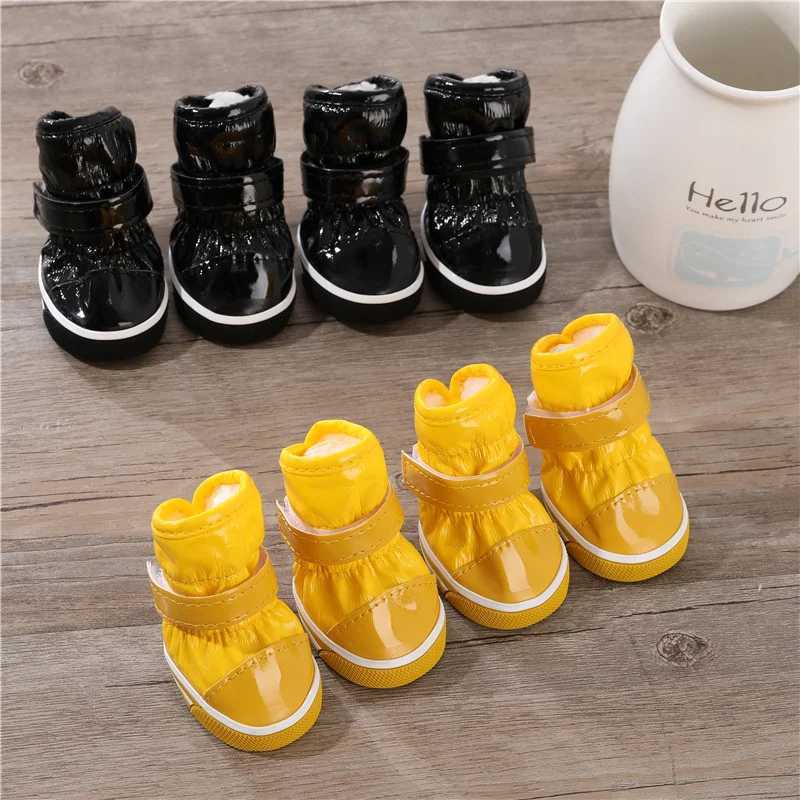 4PCS Fashion Puppy Shoes Winter Snow Boots for Dogs Anti Slip Thicken Fleece Warm Pet Dog Shoes for Teddy Bichon Frise SuppliesXJ241218