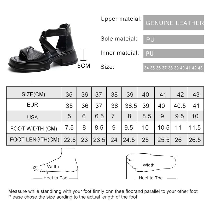 AIYUQI Sandals Women Platform Summer Roman Closed-toe Women Sandals Back Zipper Large Size Genuine Leather Women Shoes