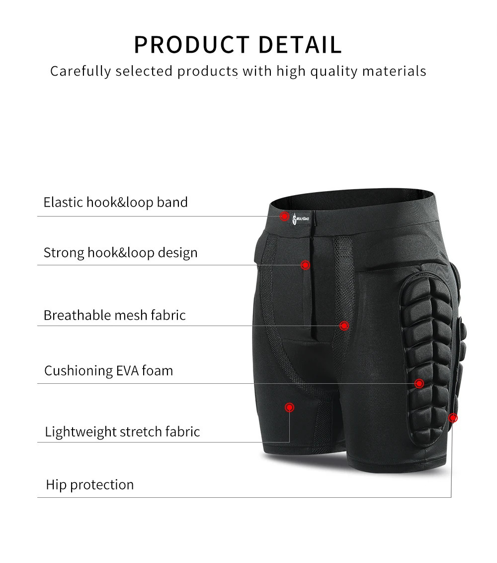 WOSAWE Outdoor Man Ski Skateboarding Shorts Land Racing Leggings Protective Shorts Cycling Tackle Armor Hip Pads for Men 241219
